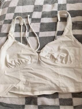 Source Unknown Cream Cotton Bralette Top